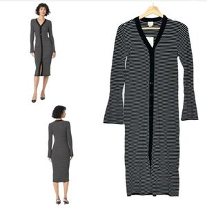 a new day Black and White Striped Long Sleeve Dress